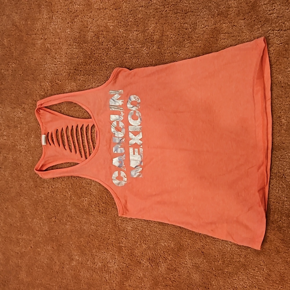 Size S "Cancun Mexico" Salmon Tank Top
